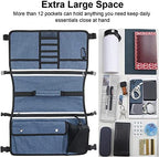 Wheelchair Storage Bag, Double-Sided Armrest Pouch with Cup Holder and Reflective Strip, for Wheelchairs and Walkers (Blue)