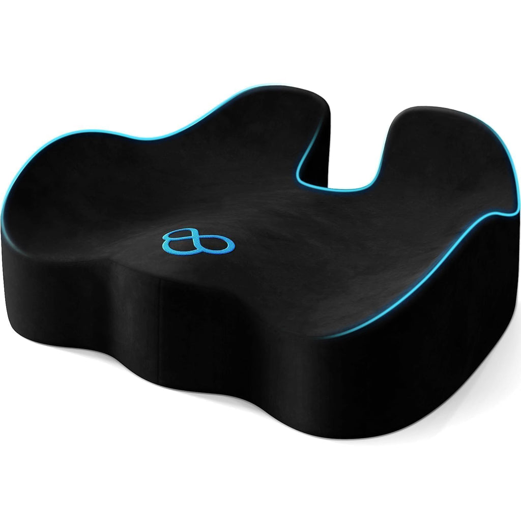 SofterCharm Seat Cushion, Memory Foam Chair Cushions for Tailbone/Sciatica Easing, Chair Pillow with Handles for Car, Office Chair Cushion with Non-Slip Design, Ideal for Post-Surgery Recovery(Black)