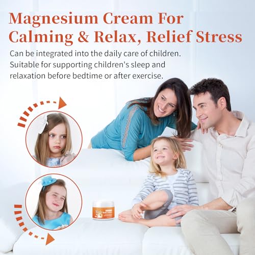 Magnesium Lotion For Kids & Babies, Bedtime Magnesium Cream For Sleep, Leg Cramps, Unscented Calming Magnesium Oil Lotion For Bone & Muscle Relaxation, Apply to Feet, Legs, Body, 4 OZ.
