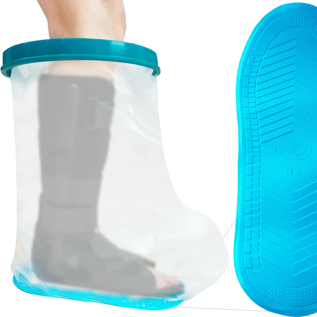 Tideshake Non-Slip Extra Wide Waterproof Leg Cast Cover for Showering, Reusable Adult Extra-Large Size Half Leg Cast Protector, Cast Bag for Shower, Cast Cover for Showering Foot