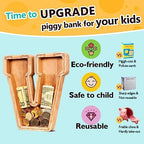 SummiDate Wooden Letter Piggy Bank| Piggy Bank for Boys Girls Toddler| Alphabet V Money Bank| Coin Bank Birthday Gift for Kids|Birthday Gift for Kids (V)
