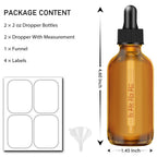 2 Pack Dropper Bottles 2 OZ, Amber Glass Bottle with Graduated Dropper