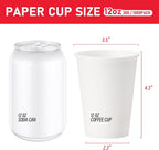 VPACKDUO 12 oz 300 Pack Paper Coffee Cups, Hot Paper Cups, Thickened Leak-Free White Disposable Coffee Cups for Hot and Cold Drinks