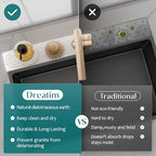 Dreatim Faucet Mat for Kitchen Sink - Wider Diatomite Fast Drying Stone Sink Tray, Super Absorbent, Prevents Moisture Buildup - Faucet Splash Guard for Bathroom Counter [Light Grey, 15x5.3inch]