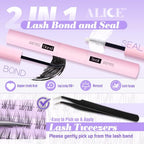 ALICE Cluster Eyelash Extension Kit Natural Wispy Lash Clusters Kit Lash Extension Kit Clear Band 168pcs C Curl 11-13mm Individual Lashes with Lash Glue Bond and Seal Self Application at Home