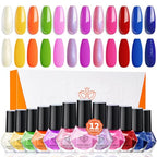 modelones Nail Polish Set, 12 Colors Summer Pink Red Blue Orange Quick Dry Mini Starter Kit, Long Lasting Art DIY Manicure Set at Home for Women Girls