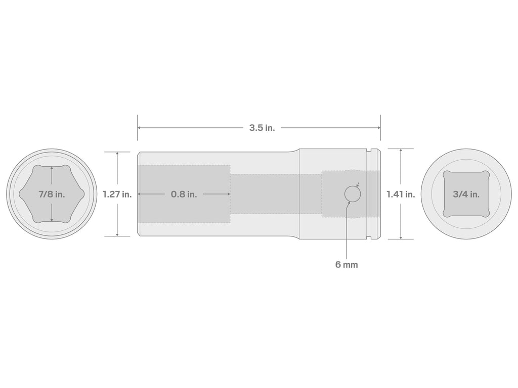 TEKTON 3/4 Inch Drive x 7/8 Inch Deep 6-Point Socket | SHD33022