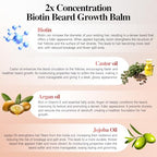 2X Concentration Biotin Beard Balm for Men & Conditioning Beard Wax - Made with Castor Oil Natural and Organic Ingredients - Hydrates & Thickens Facial Hair Growth- 2 Ounce Tin (Vanilla)