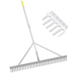 Byhagern Landscape Rake 36'', Aluminum Rakes with Lightweight 69'' Handle, Landscaping Rake Tool for Lawn Care, Beach