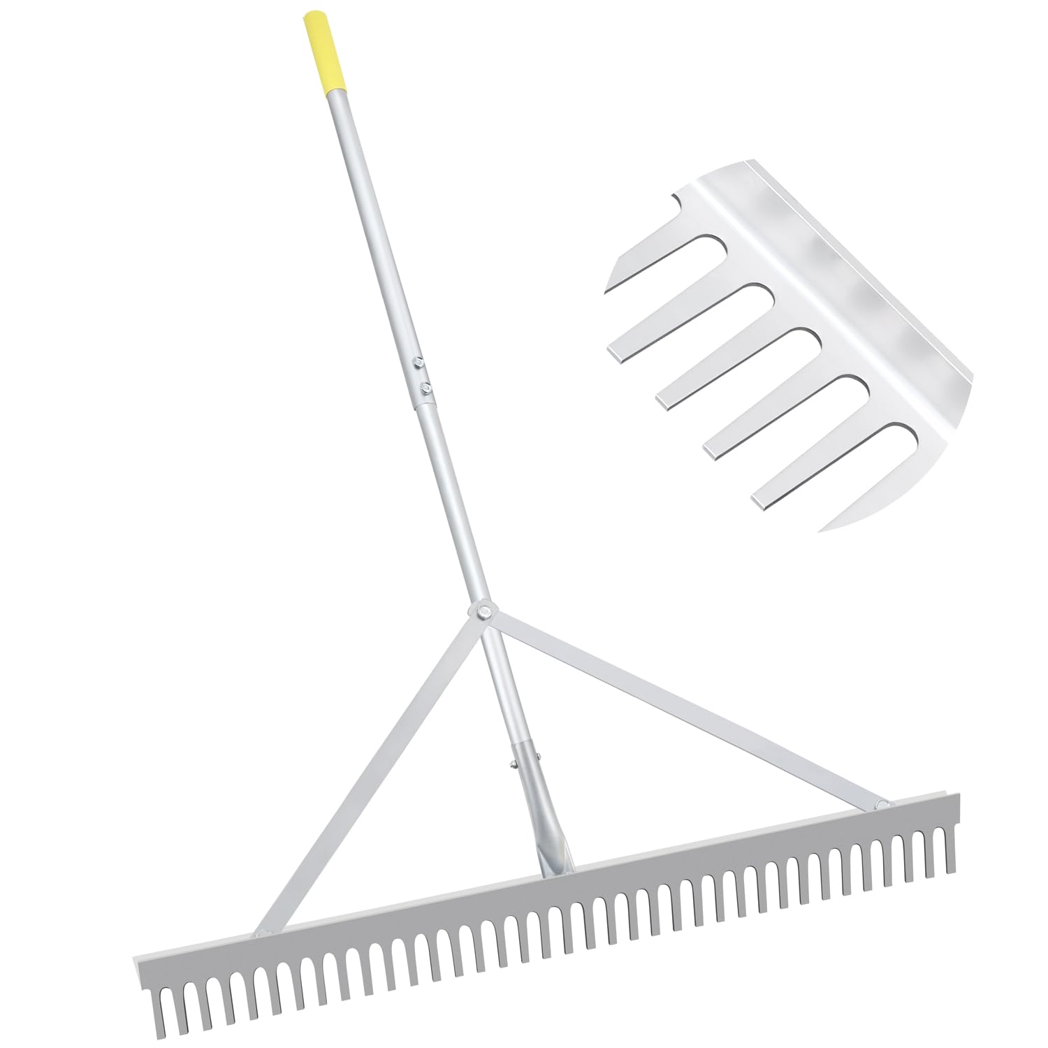 Byhagern Landscape Rake 36'', Aluminum Rakes with Lightweight 69'' Handle, Landscaping Rake Tool for Lawn Care, Beach
