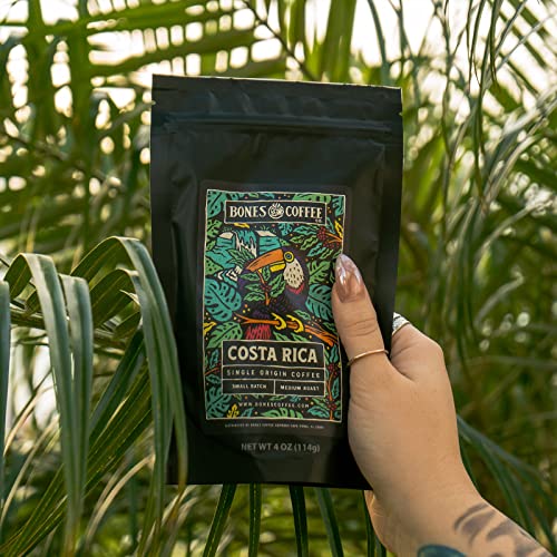 Bones Coffee Company World Tour Sample Pack Gift Set, Medium Roast Ground Bean Coffee Low Acid Flavored Coffee Beans (4 oz, Pack of 5)