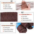 4 Pcs Brown Brazilian Wool Hair for Braids Acrylic Hand Knitting Yarn for Braiding Hair Faux Locs Crochet Hair Boho Box Crochet Braids Synthetic Braiding Hair Extensions(#30)