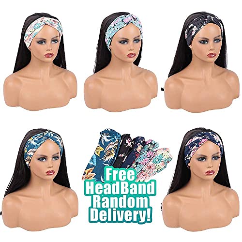 TNICE Headband Wig Human Hair Straight 20 Inch Brazilian Virgin Human Hair Headband Wigs for Black Women Glueless None Lace Front Human Hair Wigs Straight Headband Wigs Natural Color 150% Density
