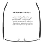 EYECEDAR 5 Pack Premium Blue Light Blocking Reading Glasses Men Metal Half Frame Spring Hinges Computer Readers for Men and Women 1.75