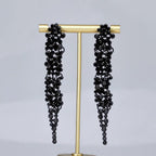 EVER FAITH Austrian Crystal Art Deco Chandelier Long Dangle Earrings Black