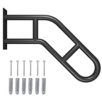 Wall Mount Hand Rails for Outdoor or Indoor Steps Stair Railing Metal Heavy Duty Non-Slip 1-3 Step Safe Bars U-Shape Safety Handle Powder Coated Grab Porch Courtyard Doorways Black 23in