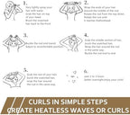 Satin Heatless Hair Curler, 16 Piece Set, Overnight Heatless Curls, Not easy to slip Heatless Curling Rod You Can Sleep In, Soft Silk DIY Hair Styling Tools Kit, Silk Bonnet for Sleeping-Brown