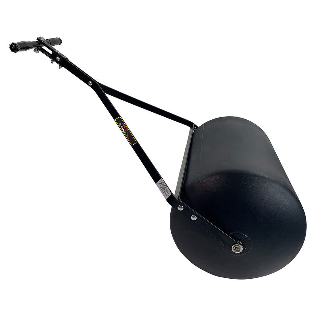 Brinly 270 lb. Combination Push/Tow Poly Lawn Roller with Easy-Turn Tethered Plug, 18 by 24" - Flat Black
