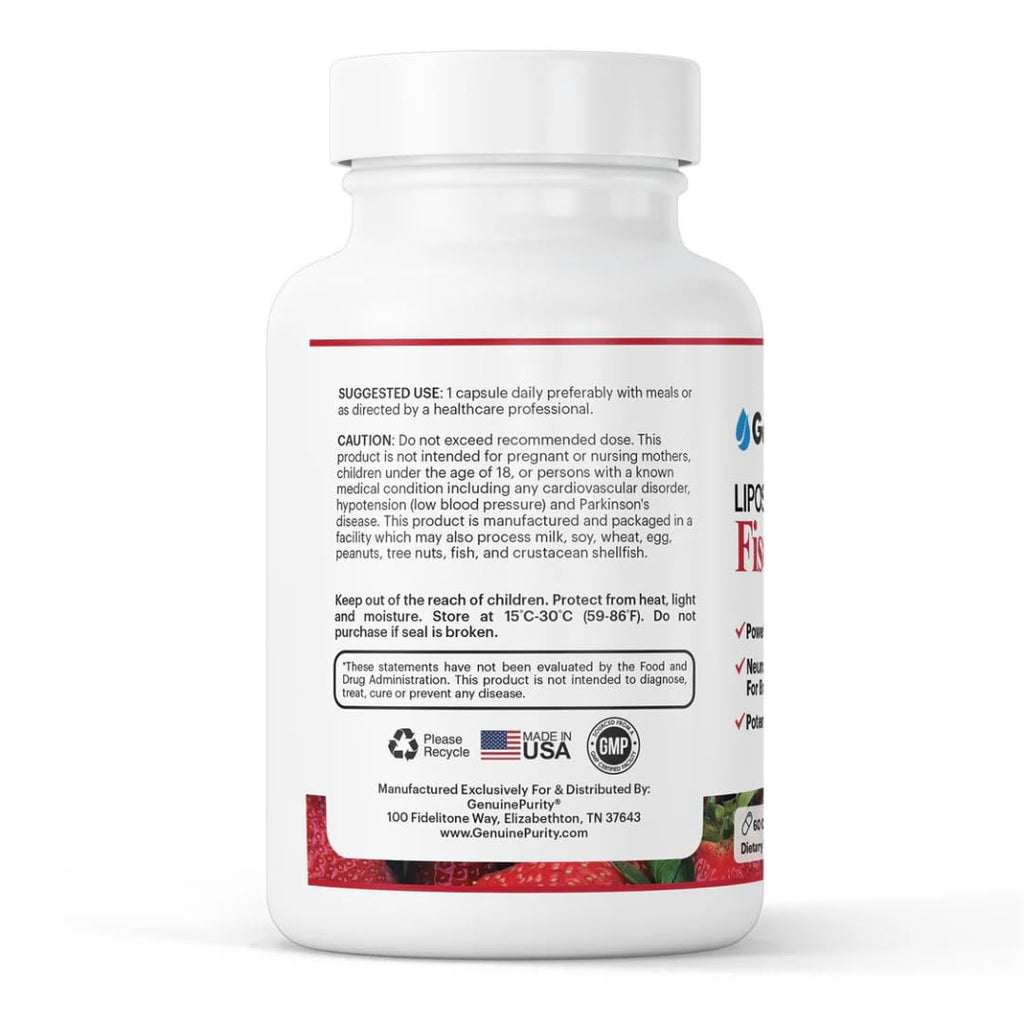 GenuinePurity Liposomal Fisetin 150mg — 60 Vegan Capsules to Support Cellular Health, Antioxidant Defense & Cognitive Wellness — Gluten Free, Non-GMO, Made in USA