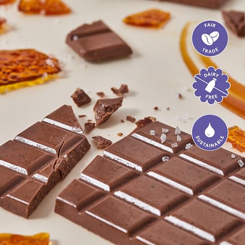 7th Heaven, Vegan Caramel and Sea Salt Oat Milk Chocolate Bars (3.5oz Full Size Candy Bars - 4 Packs) - Perfect for Easter Candy, Plant Based Dairy Free Chocolate with Peanut Butter Filling, Fair Trade Cocoa & Coconut Oil, Kosher Parve