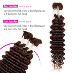 28 Inch Human Braiding Hair Deep Water Wave 2 Bundles/Pack 50g, Dark Brown Bulk Human Hair Braiding Hair for Boho Braids, Curly Wet and Wavy Braiding Boho Human Hair for Braiding No Weft