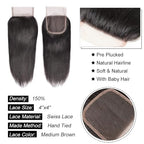 Liang Dian 16 Inch Human Hair Bundles Natural Color 4 Bundles With 14" Closure 12A Brazilian Virgin Hair 100% Unprocessed Straight Human Hair Bundles(16" 16" 16" 16" with 14" Closure)