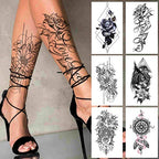 FANRUI 24 Sheets Cool Super Large Full Arm Temporary Tattoo Sleeve For Men with 8 Sheets For Women Thigh, 16 Sheets Flower Eagle Compass Adults Tribal Tiger Tatoo