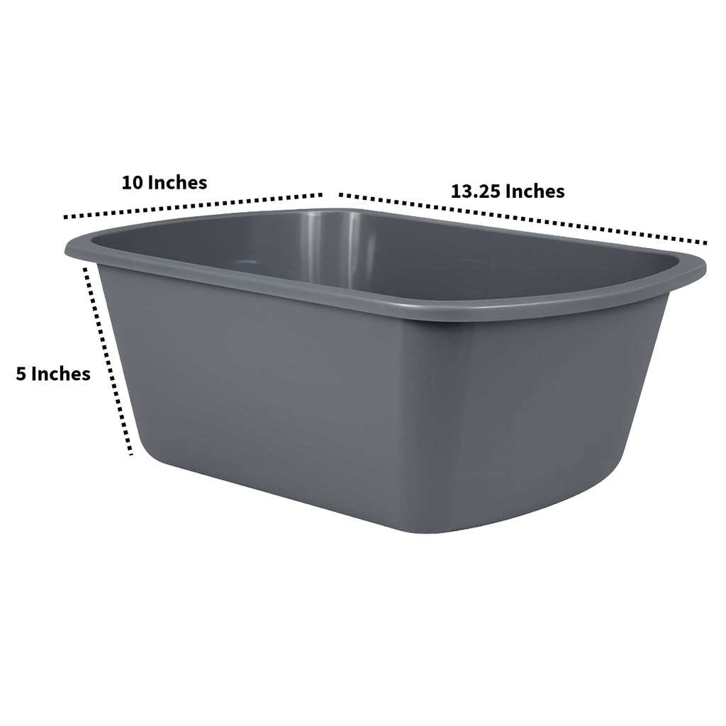 Vakly Wash Basins [5 Pack] – Rectangular Plastic 7-Quart Graduated Hospital Soaking Tub with Markings – Small Portable Washbasin for Face Washing, Cleaning, Foot Bath, Dishes, Laundry & Bedside Care