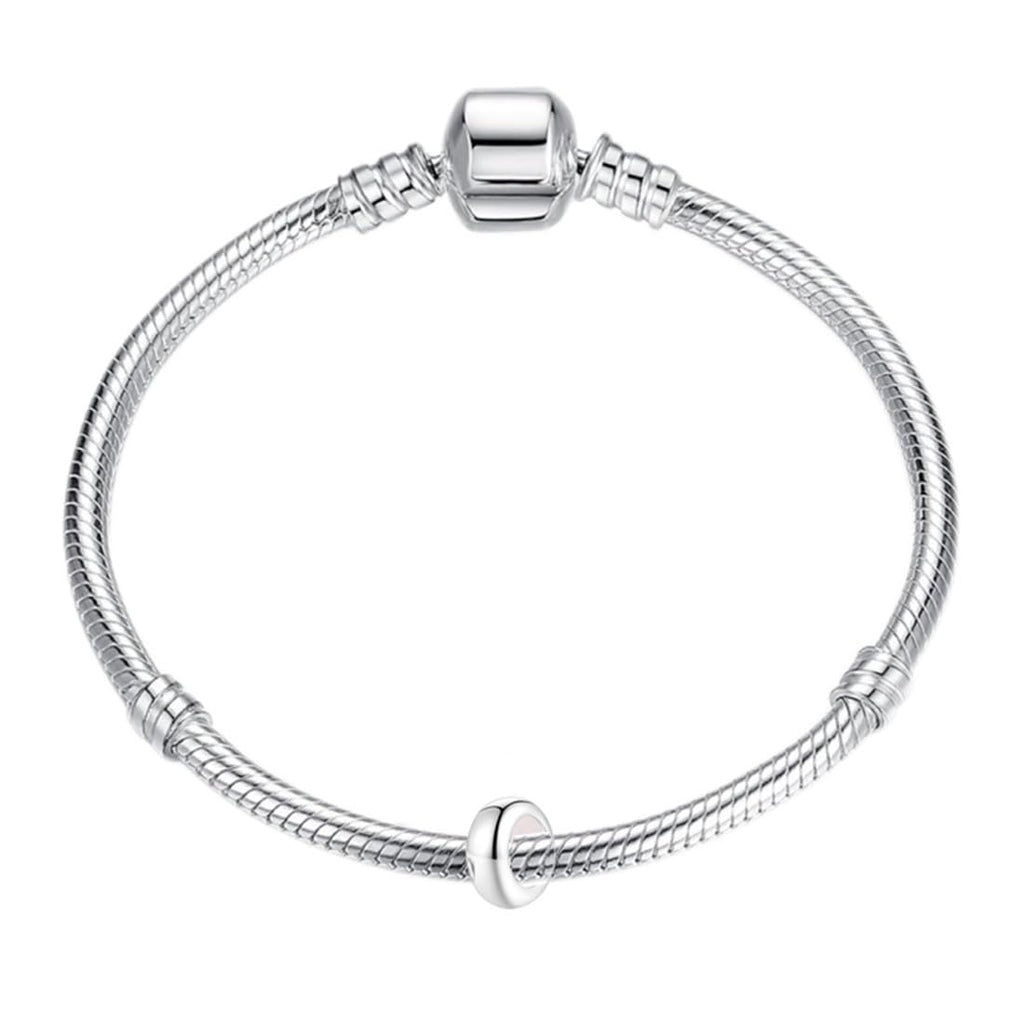 LAMOONY Clip Stopper Charms Sterling Silver Rondelle Spacer Bead for Bracelets (Silver) (Silver-4pcs)