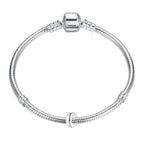 LAMOONY Clip Stopper Charms Sterling Silver Rondelle Spacer Bead for Bracelets (Silver) (Silver-4pcs)