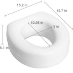 HealthSmart Enhanced Comfort 5" Raised (Round) Toilet Seat Risers for Seniors 5 Slip Resistant Pads FSA/HSA Eligible Padded Toilet Seat Elevation 15.7 x 15.2 x 6.1