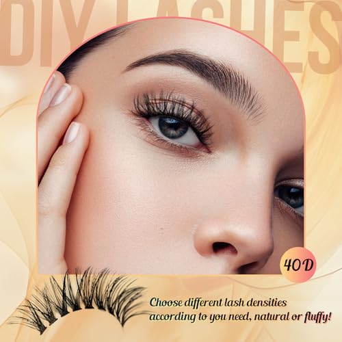 Lash Clusters Kit Individual Lash Extension Kit 280 PCS D Curl 9-16mm DIY Eyelash Extensions Kit with Lash Bond and Seal Waterproof and Cluster Lashes Glue Remover Lash Applicator by Gollee
