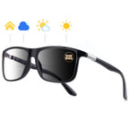 Missfive Photochromic Bifocal Reading Glasses Men Blue Light Protection, Designer Transition Retro Computer Readers Far and Near Dual-Use Lens Stylish Vintage Eyeglasses Glossy Black Eyewear, 2.5x