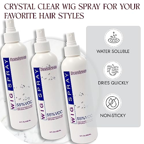 Brandywine Non-Aerosol Wig Spray for Synthetic and Natural Hair Wigs (3 Pack)