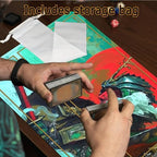 MTG Playmat Stitched Edges, MTG Mats with Zones for MTG TCG 24 x 14 inches Trading Card Inked Game Playmats with Storage Bag Smooth Rubber Surface Battle Game