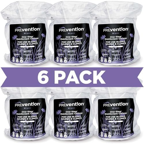 Prevention All Purpose Disinfecting Wipes – Cleaning Wipes Canister, Bulk Cleaner Towelettes for Salons, Spas, Clinics, Studios – Hospital Grade Surface Sanitizing – 160 Count per Refill Bag (6 Pack)
