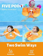 LAYCOL Baby Swimming Float Inflatable Baby Pool Float Ring with Sun Protection Canopy,add Tail no flip Over for Age of 3-36 Months