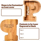 Summidate Customized Name Large Wooden Piggy Bank for Kids Boys Girls Alphabets Letter A-Z Coins Bills Money Change Bank Box Initial on Clear Cover (Laser Engraved) (Alphabet-P, Personalized-9")