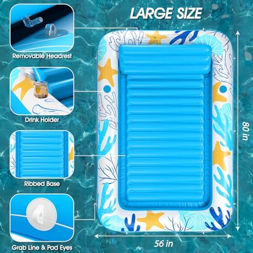 Inflatable Tanning Pool Lounger Float - Jasonwell 4 in 1 Sun Tan Tub Sunbathing Pool Lounge Raft Floatie Toys Water Filled Tanning Bed Mat Pad for Adult Blow Up Kiddie Pool Kids Ball Pit Pool