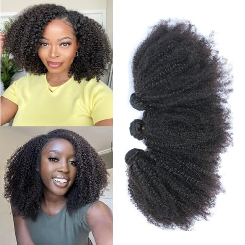 Mongolian Afro Kinky Curly Bundles Human Hair Crochet Hair for Black Women Boho Braids 4B 4C Afro Kinky Bulk Human Virgin Hair Burmese Curly Weave Bundles Human Hair Weft Natural Black 16 18 20 Inch