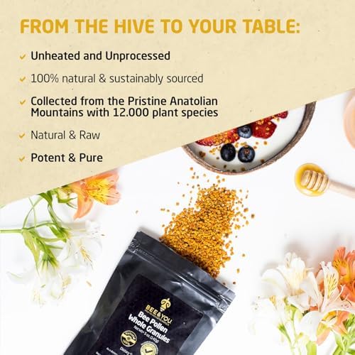 Bee and You - 100% Natural & Raw Bee Pollen Granules, Bee Pollen Supplement, Natural Superfood, Amino Acids, Antioxidants, Enzymes, Vitamin B, Paleo, Keto, Gluten Free, Adults | 5 Oz Pack of 2