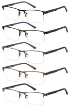 EYECEDAR 5 Pack Premium Blue Light Blocking Reading Glasses Men Metal Half Frame Spring Hinges Computer Readers for Men and Women 1.75