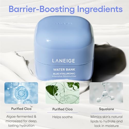 LANEIGE Water Bank Blue Hyaluronic Intensive Moisturizer with Peptides + Squalane: Eczema-Prone Skin, Barrier-Boosting, Nourish, Dryness