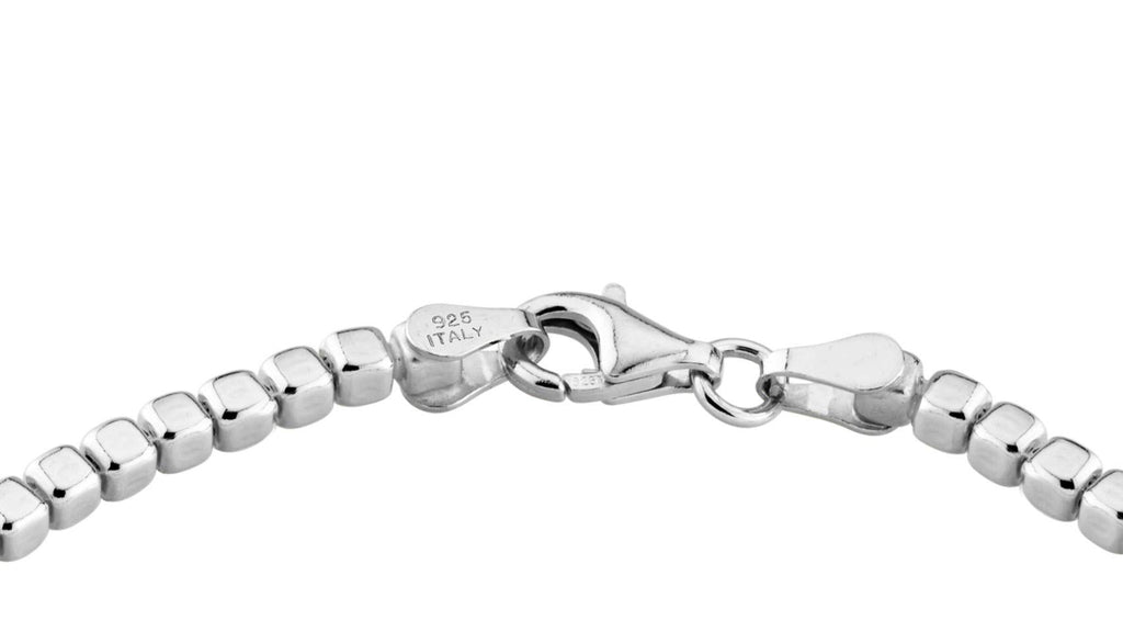 Miabella Italian 925 Sterling Silver, 18Kt Gold Plated Organic Cube Bead Chain Bracelet for Women Men, Made in Italy (SI Length 7 Inches)