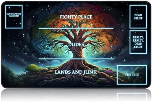 for MTG Game Playmat, for Magic TCG Rubber Play mat,Tabletop Card Playmats with Smooth Surface,Trading Card Inked Game Mat with White Zones,Battle Game,Galaxy Art Tree