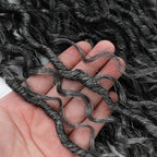 Gray River Locs Crochet Hair Black Women 8Packs 10" Short Goddess Locs Crochet Hair Curly Faux Locs Hair Pre Looped Crochet Braids Hair Boho Hippie Locs Synthetic Hair Extensions (#T1B/Gray 10inch)