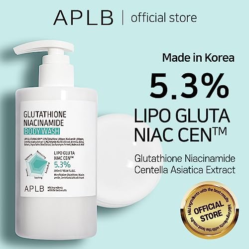APLB Glutathione Niacinamide Body Wash | LIPO GLUTA NIAC CEN™ 5.3% 10.14 FL.OZ/Korean Skincare, Gentle Ingredients for The Safety of Your Skin, Long Lasting deep Moisture for Soft Skin