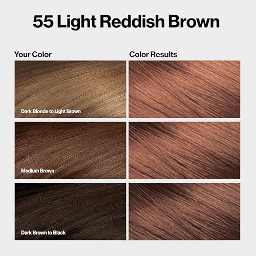 Revlon ColorSilk with Bond Repair Complex, Red Permanent Hair Color, 100% Gray Coverage, Ammonia Free Hair Dye, Vegan Keratin, 55 Light Reddish Brown (Pack of 3)