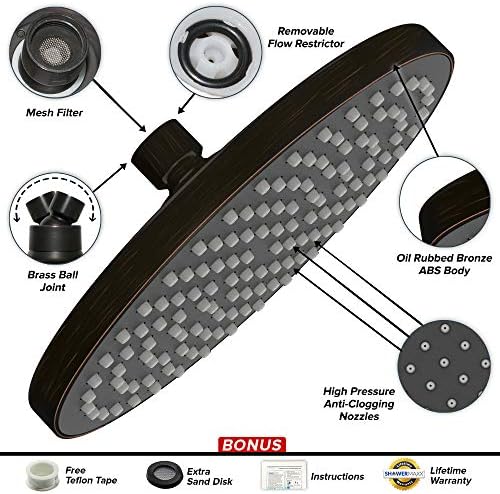 Luxury Spa Series: Bronze Rain Shower Head, 8-Inch Round Rain Showerhead with 360 Tilt, Experience Rainfall with MAXX Comfort and Elegance (Oil Rubbed Bronze)