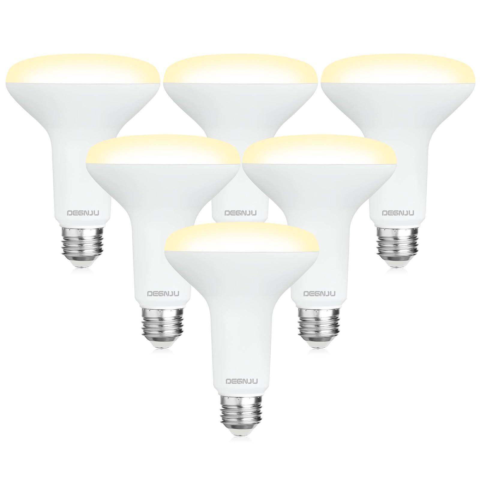 DEGNJU BR30 LED Bulb, Dimmable Flood Lights Indoor CRI80 7W Equivalent 65W 2700K Soft White 650 Lumens, 15000 Lifetime Hours Recessed Light Bulbs, Interior E26 Base LED Can Light Bulbs, 6 Pack
